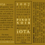 Iota 2007 Back Label